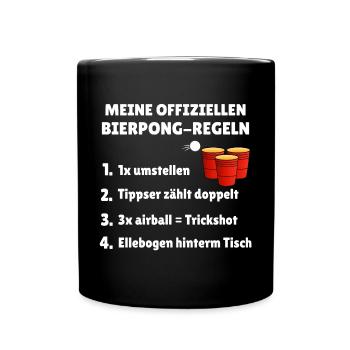 Offiziellen Bierpong Regeln Partyshirt biertrinker - Tasse einfarbig - Schwarz - Vorne
