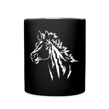 Pferd Kopf "Black Edition" - Tasse einfarbig - Schwarz - Vorne