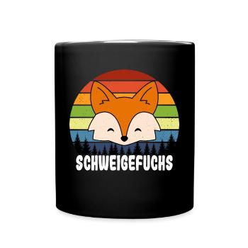 Grundschule Lehrer Schweigefuchs Geschenk - Tasse einfarbig - Schwarz - Vorne