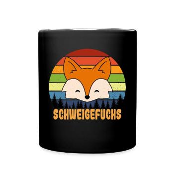 Schweigefuchs Grundschule Lehrer Geschenk - Tasse einfarbig - Schwarz - Vorne