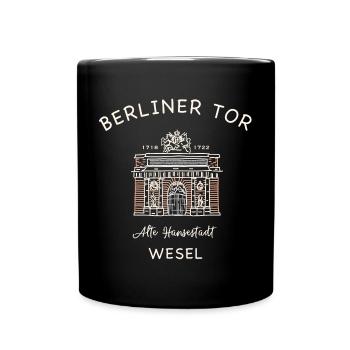 Wesel, Berliner Tor - Tasse einfarbig - Schwarz - Vorne