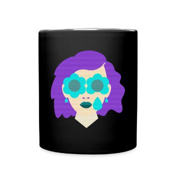 Mrs. Tear Flowers vintage graphique - Mug uni - noir - Devant