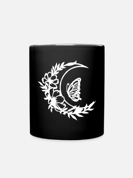 Fleurs de lune (blanc) - Mug uni - noir