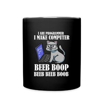 I Are Programmer Beep Boop Informatiker Katze - Tasse einfarbig - Schwarz - Vorne