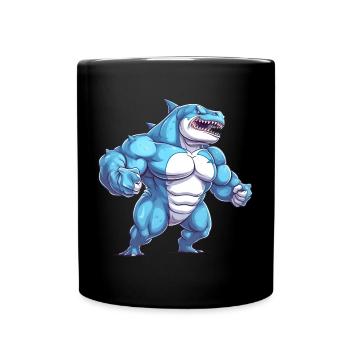 Bodybuilder Shark - Mug uni - noir - Devant