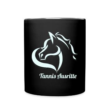 Tannis Ausritte logo hellblau schwarz mit Name - Tasse einfarbig - Schwarz - Vorne