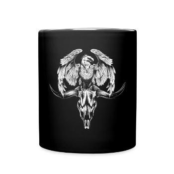 Texas USA Adler mit Bullen Kopf - Tasse einfarbig - Schwarz - Vorne