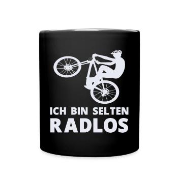 MTB Fahrer Mountainbike Ich Bin Selten Radlos - Tasse einfarbig - Schwarz - Vorne