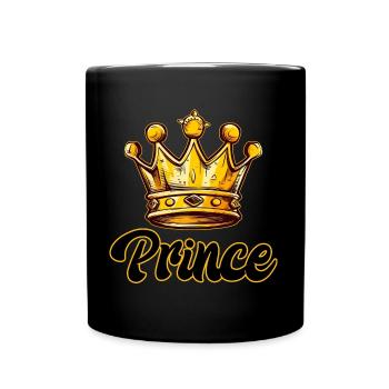 MOTIF PRINCE AVEC COURONNE EN OR JAUNE - Mug uni - noir - Devant