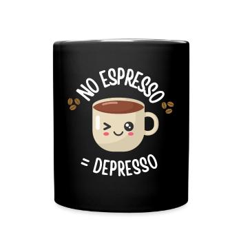 No Espresso = Depresso - Funny Coffee T-Shirt - Full Colour Mug - black - Front