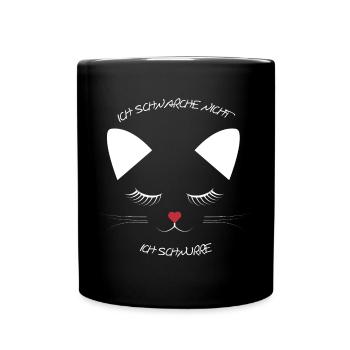Ich schnarche nicht ich schnurre Katzengesicht - Tasse einfarbig - Schwarz - Vorne
