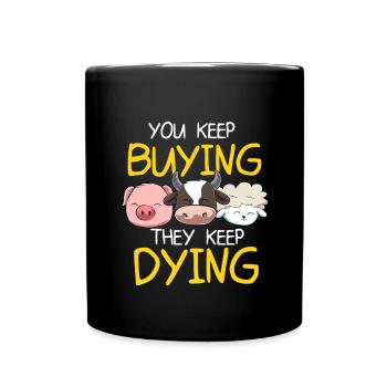 Tierrechte Tierschutz Vegan Vegetarier Tierfreund - Tasse einfarbig - Schwarz - Vorne