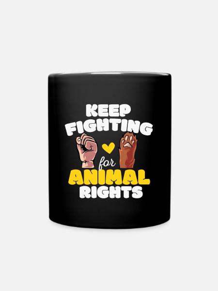 Tierrechte Tierschutz Vegan Vegetarier Tierfreund - Tasse einfarbig - Schwarz
