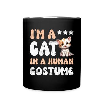 Katze Katzen - Tasse einfarbig - Schwarz - Vorne