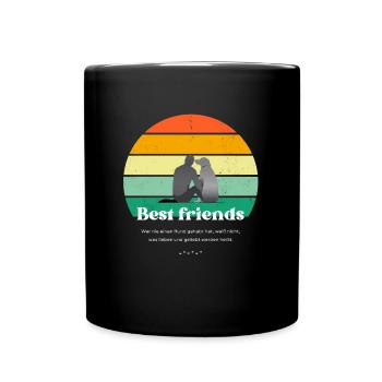 Hunde Retro Best Friends Freundschaft Freunde - Tasse einfarbig - Schwarz - Vorne