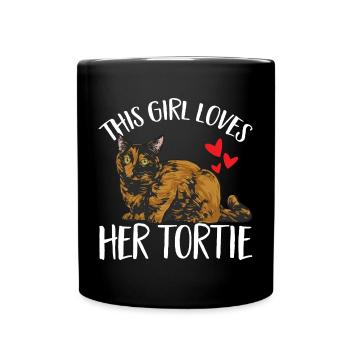 Schildpatt Katze Tortoiseshell Cat Tortie - Tasse einfarbig - Schwarz - Vorne