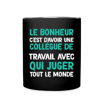 Humour collègue qui juge - Mug uni - noir - Devant