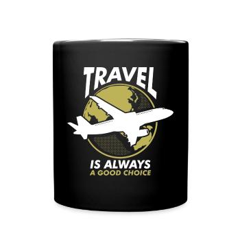 Urlaub Reisen Flugzeug Sonne Meer Strand - Tasse einfarbig - Schwarz - Vorne