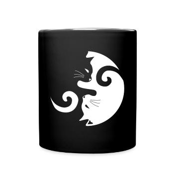 Yin Yang Cat | Katze, Katzenliebe, Tiere - Tasse einfarbig - Schwarz - Vorne