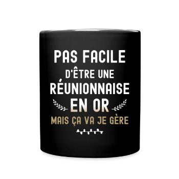 Réunionnaise Géniale Cadeau Pour Femme En Or - Mug uni - noir - Devant