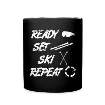 Spruch Skifahrer - Tasse einfarbig - Schwarz - Vorne