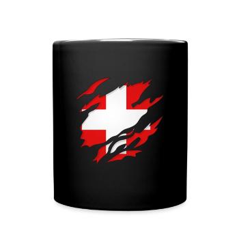 Schweiz Riss /Schweizer - Tasse einfarbig - Schwarz - Vorne