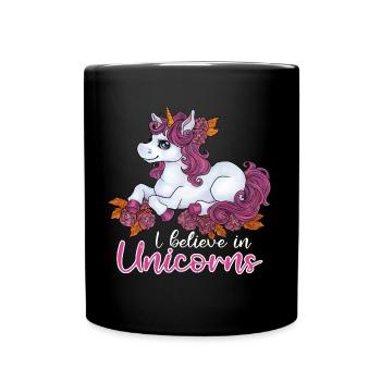 I believe in Unicorns Niedliches Einhorn Geschenk - Tasse einfarbig - Schwarz - Vorne