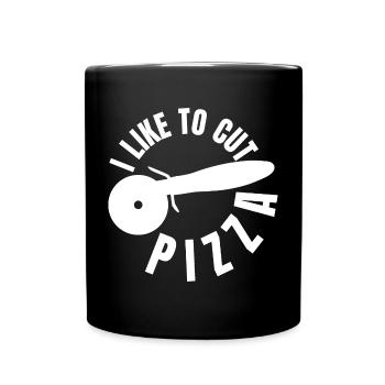 J’aime trancher la pizza - Mug uni - noir - Devant