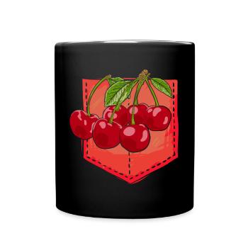 Fruits Fruit Cherries Gift Chest Pocket Cherry - Full Colour Mug - black - Front