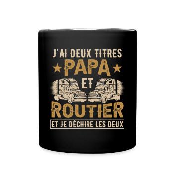 Papa Routier Camion Chauffeur De Routier - Mug uni - noir - Devant