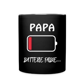 Papa Humour Batterie Faible Pour Père Fatigué - Mug uni - noir - Devant