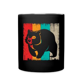 Retro Wombat Besitzer Australische Tiere - Tasse einfarbig - Schwarz - Vorne