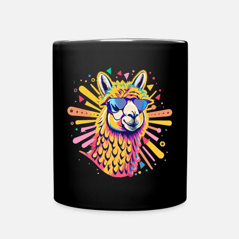 Alpaka Pop Art - Tasse einfarbig - Schwarz