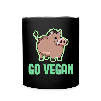 Wild boar design for proud vegans - Full Colour Mug - black - Front