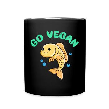 Fischdesign für stolze Veganer - Tasse einfarbig - Schwarz - Vorne