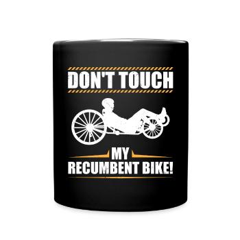 Frag mich nach meinem Liegerad | Radsport Geschenk - Tasse einfarbig - Schwarz - Vorne