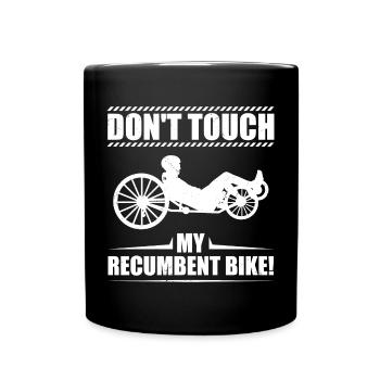Liegefahrrad fahren | Liegerad Kurzlieger Geschenk - Tasse einfarbig - Schwarz - Vorne