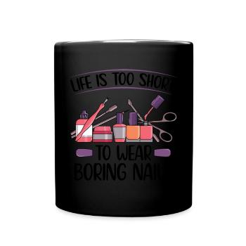 Nageltechniker Geschenke | Fingernägel lackieren - Tasse einfarbig - Schwarz - Vorne