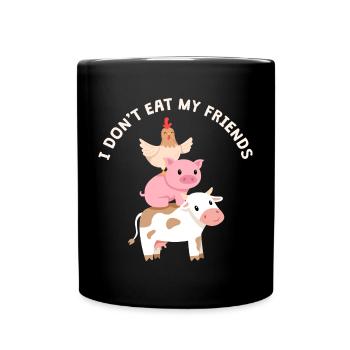 Pig Cow Friends Design für Veganer - Tasse einfarbig - Schwarz - Vorne
