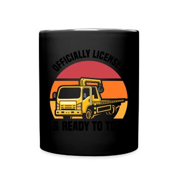 Abschleppwagen | Abschlepper Auto Panne Geschenke - Tasse einfarbig - Schwarz - Vorne