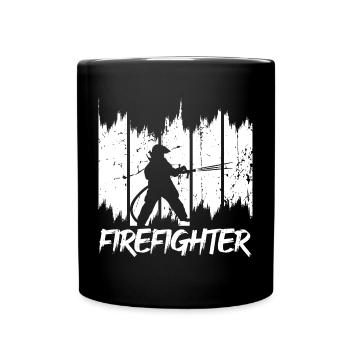 Feuerwehrmänner - Tasse einfarbig - Schwarz - Vorne