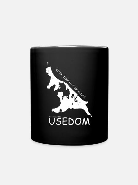 Usedom Koordinaten - Tasse einfarbig - Schwarz