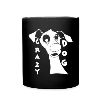 Verrückter Hund in Weiß - Tasse einfarbig - Schwarz - Vorne