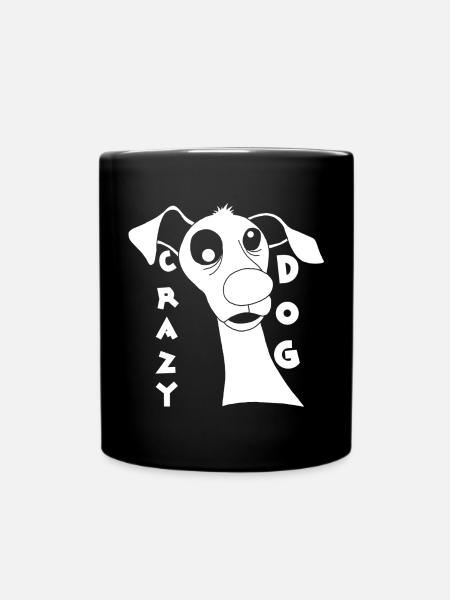 Verrückter Hund in Weiß - Tasse einfarbig - Schwarz