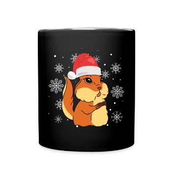 Merry Christmas Forest Animal Cute Chipmunk Squirr - Full Colour Mug - black - Front