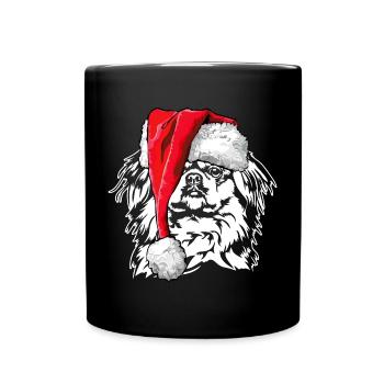 Santa Pekingese Weihnachten Hunde Hund Wilsigns - Tasse einfarbig - Schwarz - Vorne