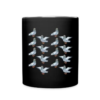 Wildtauben-Musterdesign für Taubenliebhaber - Tasse einfarbig - Schwarz - Vorne