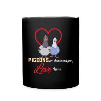 Love the Pigeons Design für Taubenliebhaber - Tasse einfarbig - Schwarz - Vorne