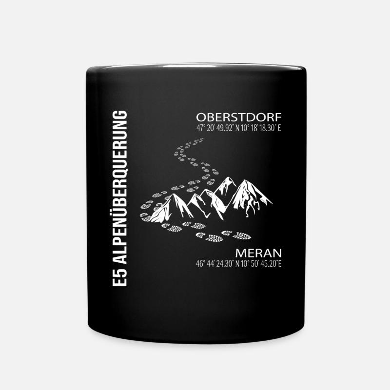 E5 Alpenüberquerung - Tasse einfarbig - Schwarz