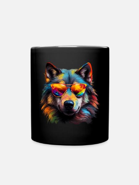 Wolf Sonnenbrille - Tasse einfarbig - Schwarz
